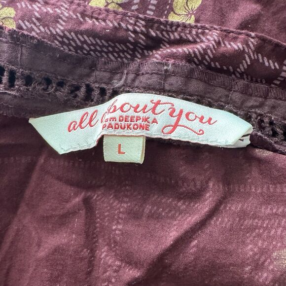 All About You Deepika Padukone- Dark Purple Floral Sun Dress Size Large Tropical - Picture 2 of 12